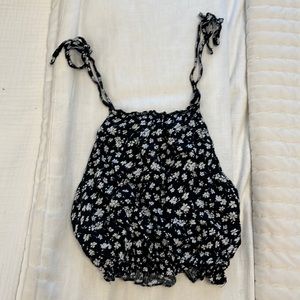 Brandy Melville navy floral tank top (tie shoulder)